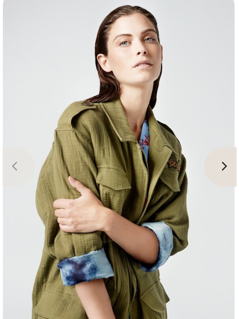 Smythe Olive Green Military Jacket with Star Patch Oversized